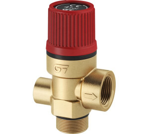 Válvula de seguridad escuadra con conexión manómetro-3 bar